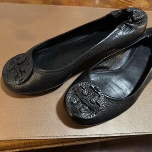 Tory Burch Black Textured Flats